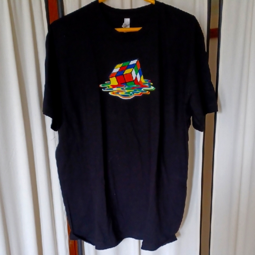 Black Melting Rubik's Cube T-Shirt - Size XL  NWOT